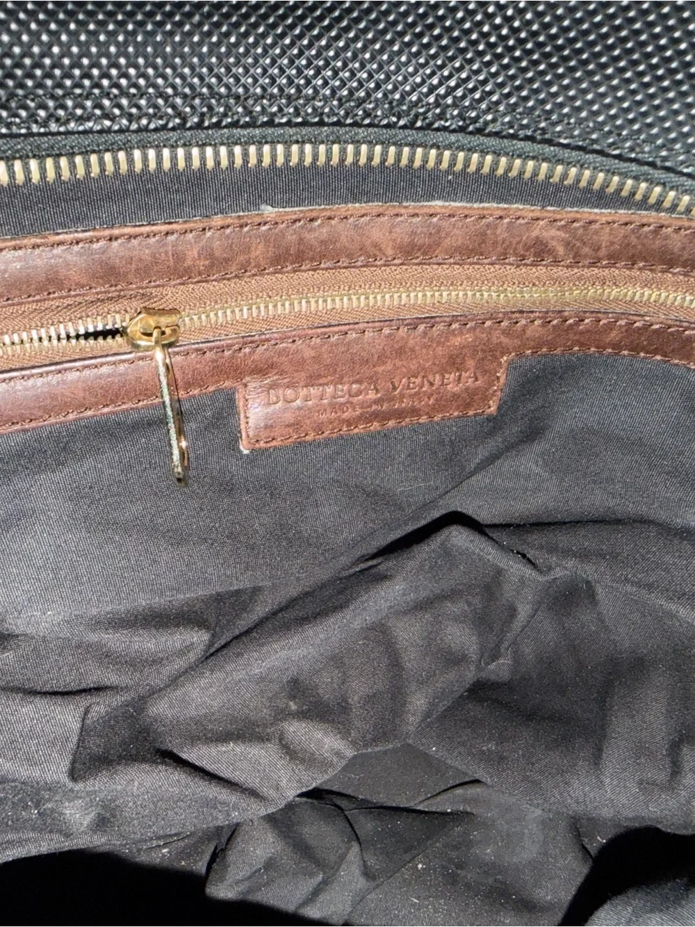 Bottega Veneta Black Weekender Bag with Brown Leather Handles